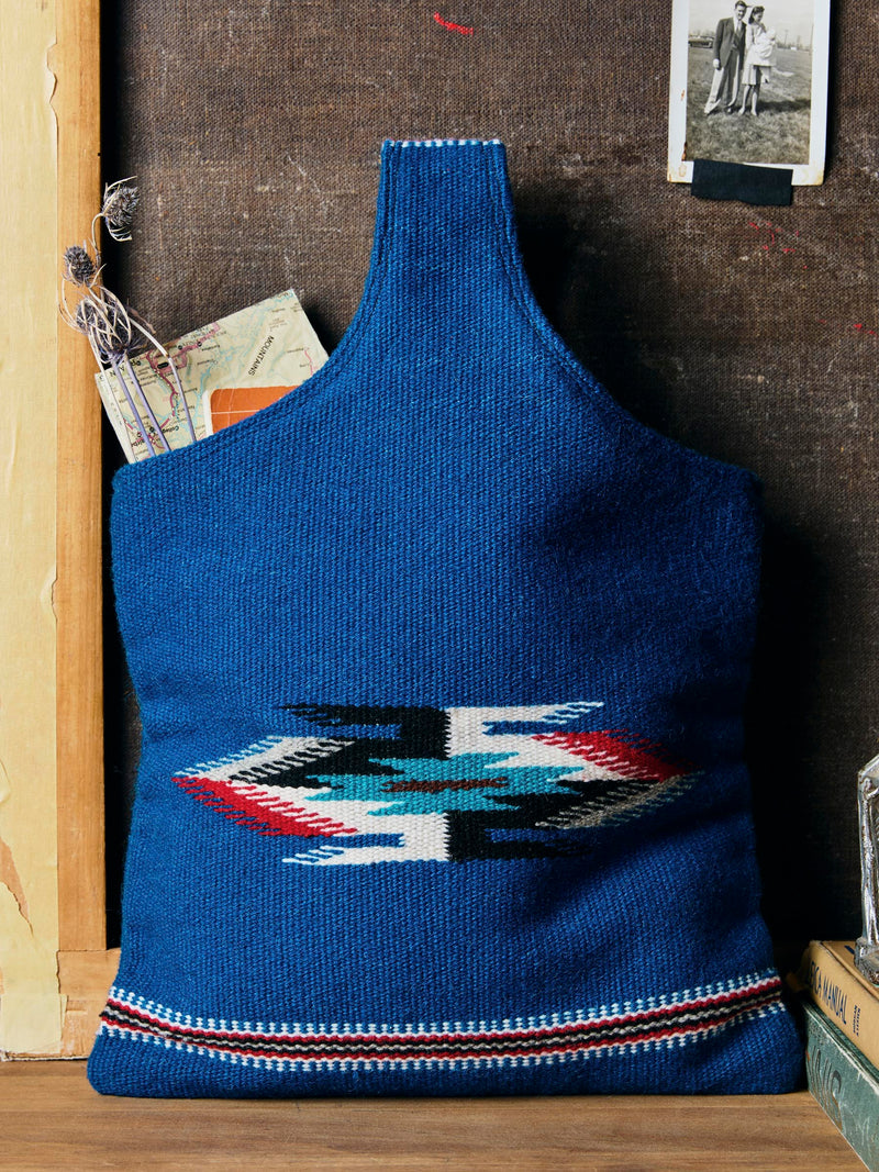 vintage handwoven blue chimayo bag
