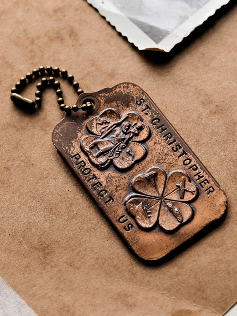 vintage 1950's st christopher luggage tag