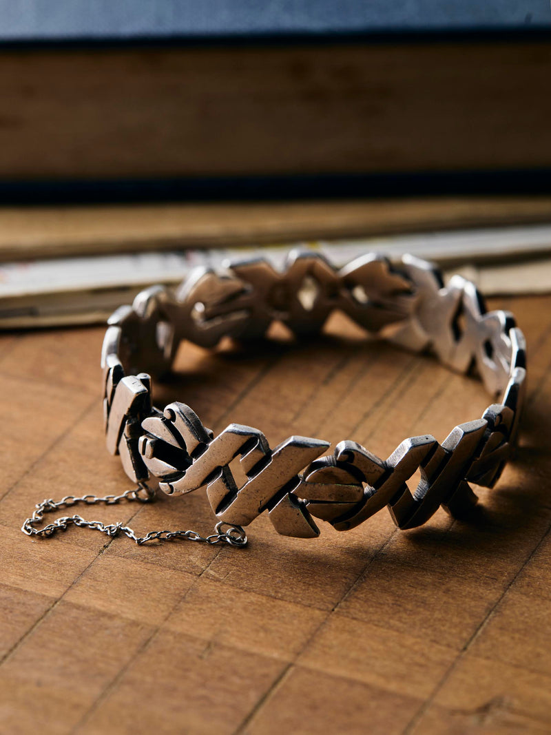 vintage heavy sterling modernist bracelet
