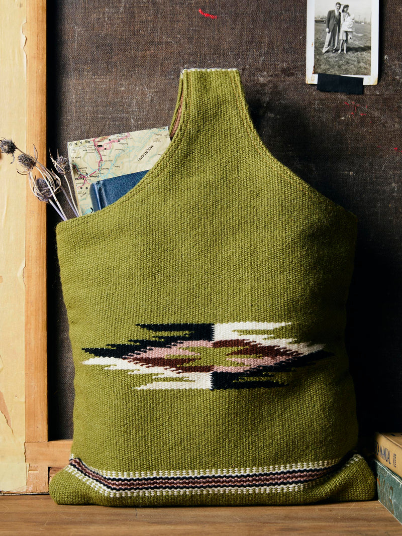 vintage handwoven green chimayo bag