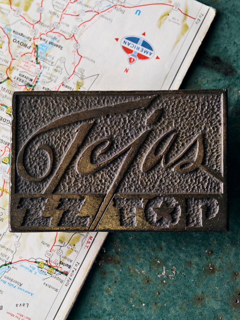vintage zz top "tejas" brass belt buckle