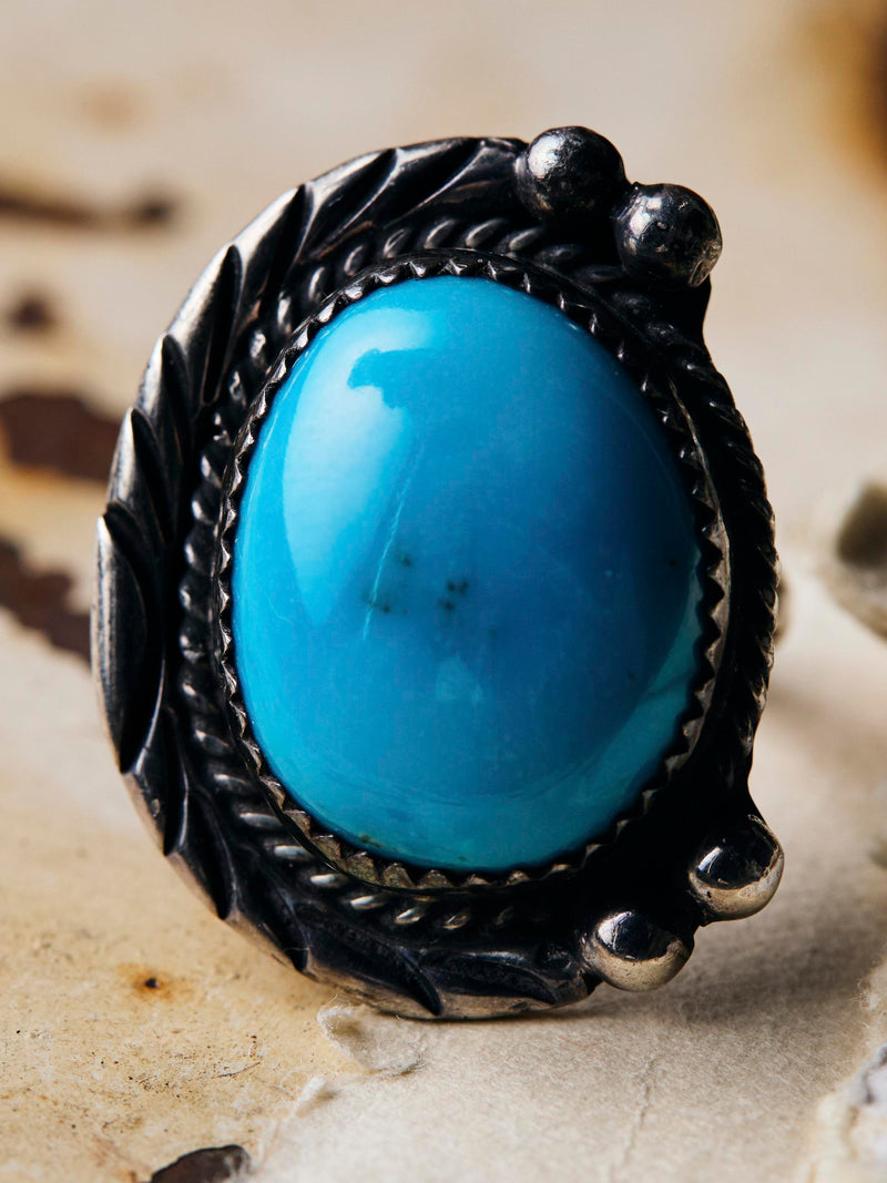 vintage harvey era turquoise cocktail ring