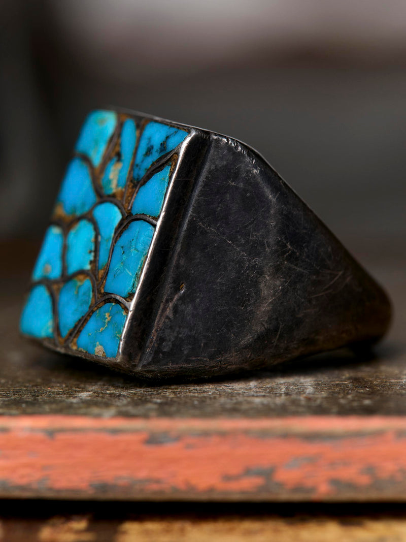 harvey-era fish scale turquoise ring