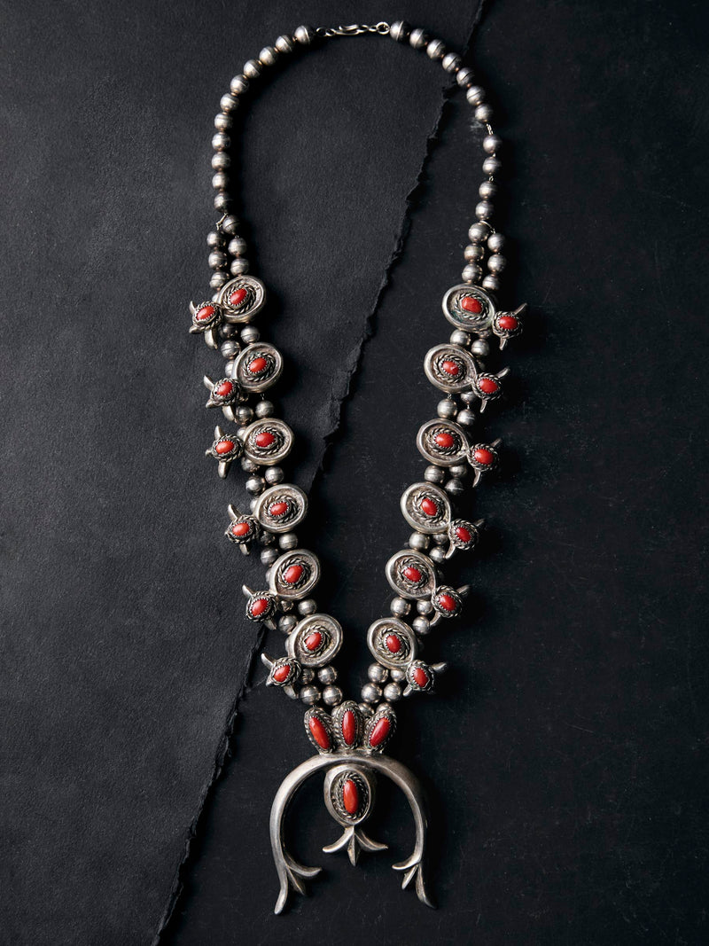 vintage navajo sand cast squash blossom