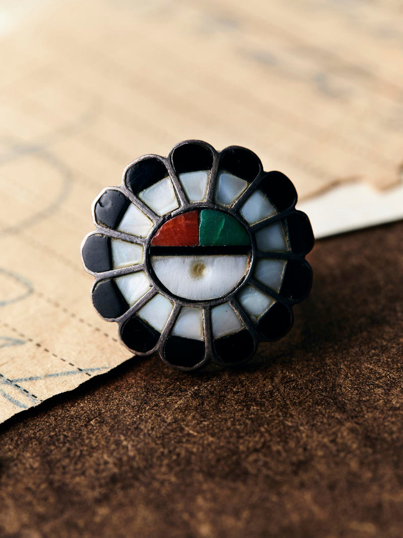 vintage zuni sunface inlay ring