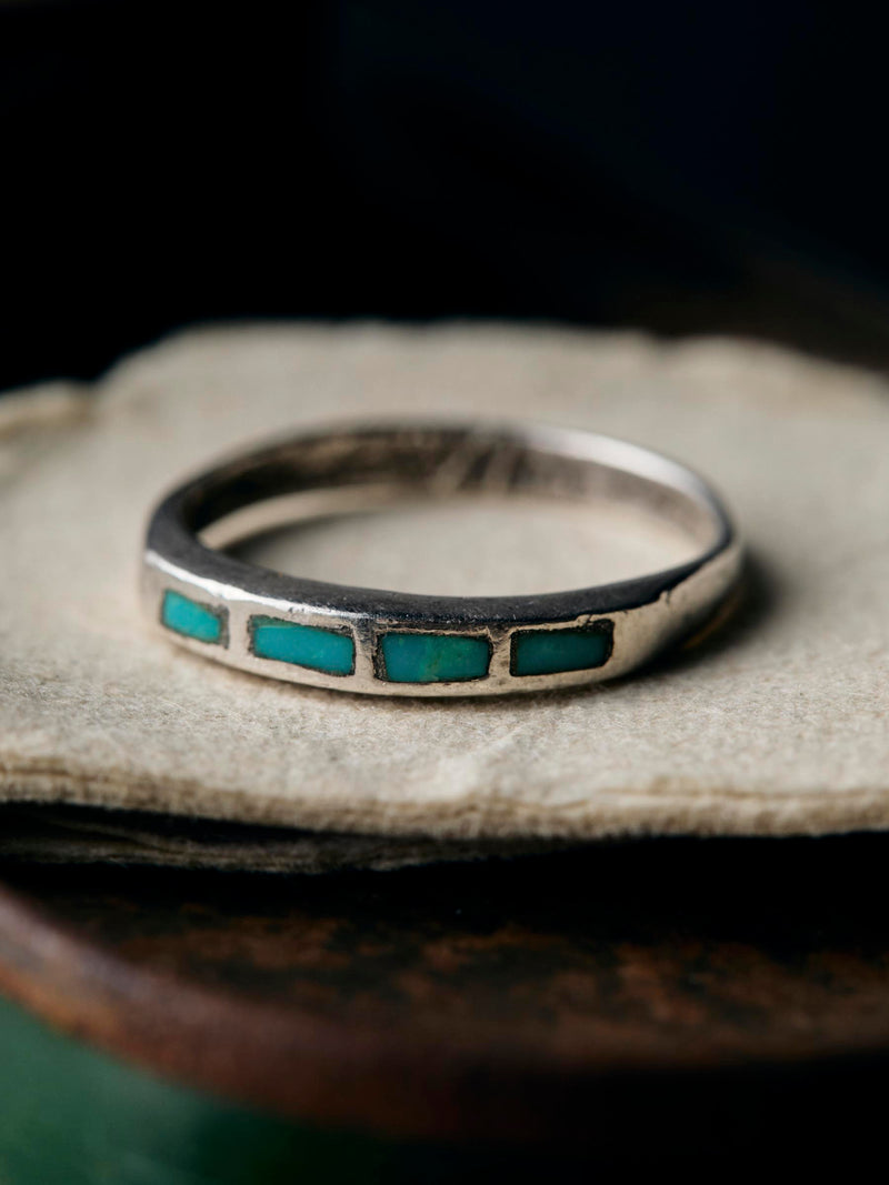 vintage navajo turqoise inlay ring