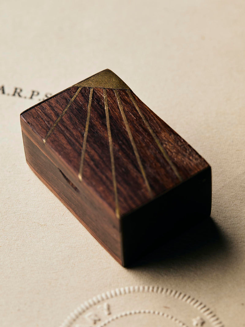 vinatge pill box with brass inlay