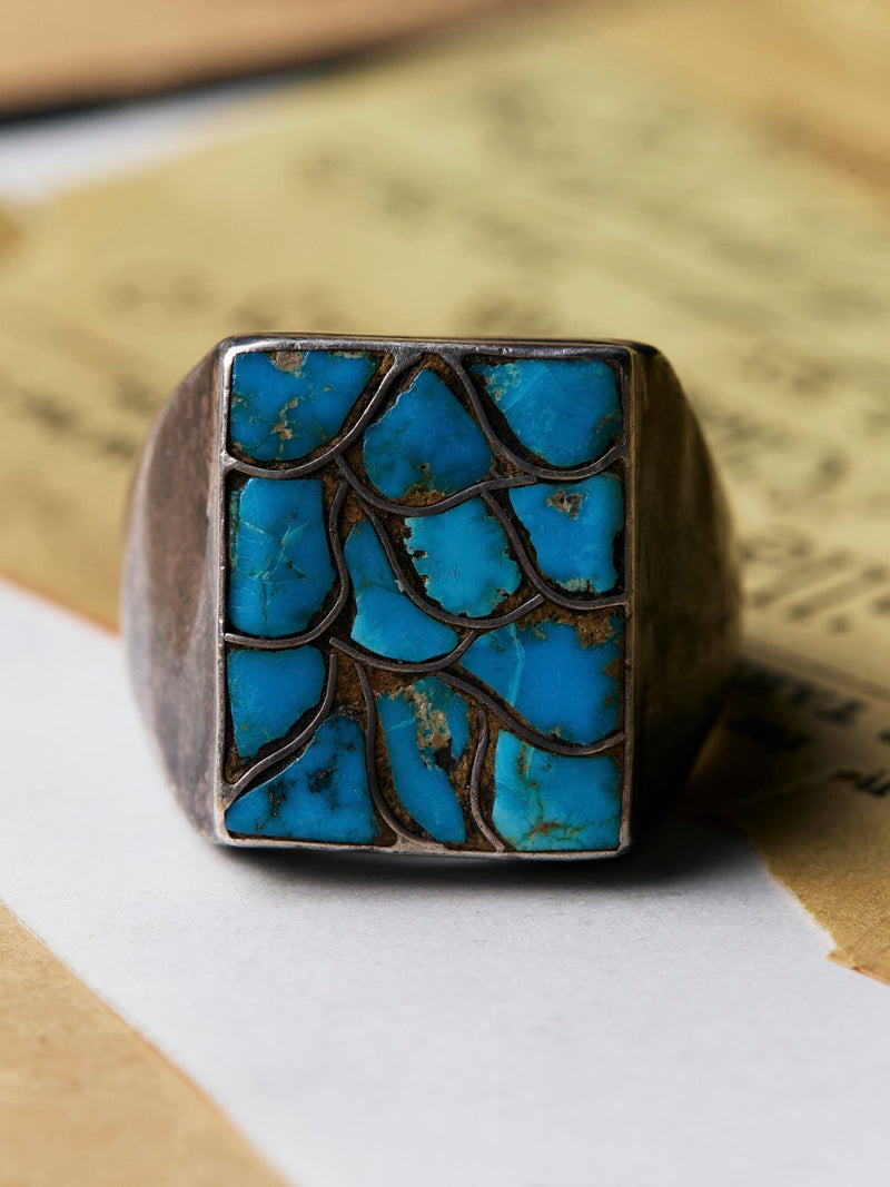harvey-era fish scale turquoise ring - Model