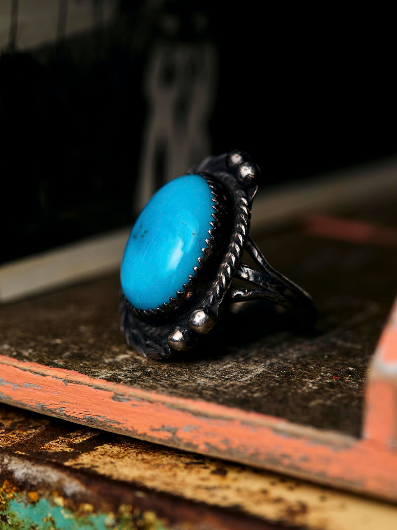 vintage harvey era turquoise cocktail ring - Model