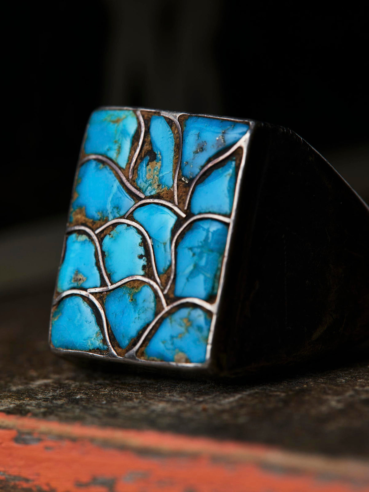 harvey-era fish scale turquoise ring