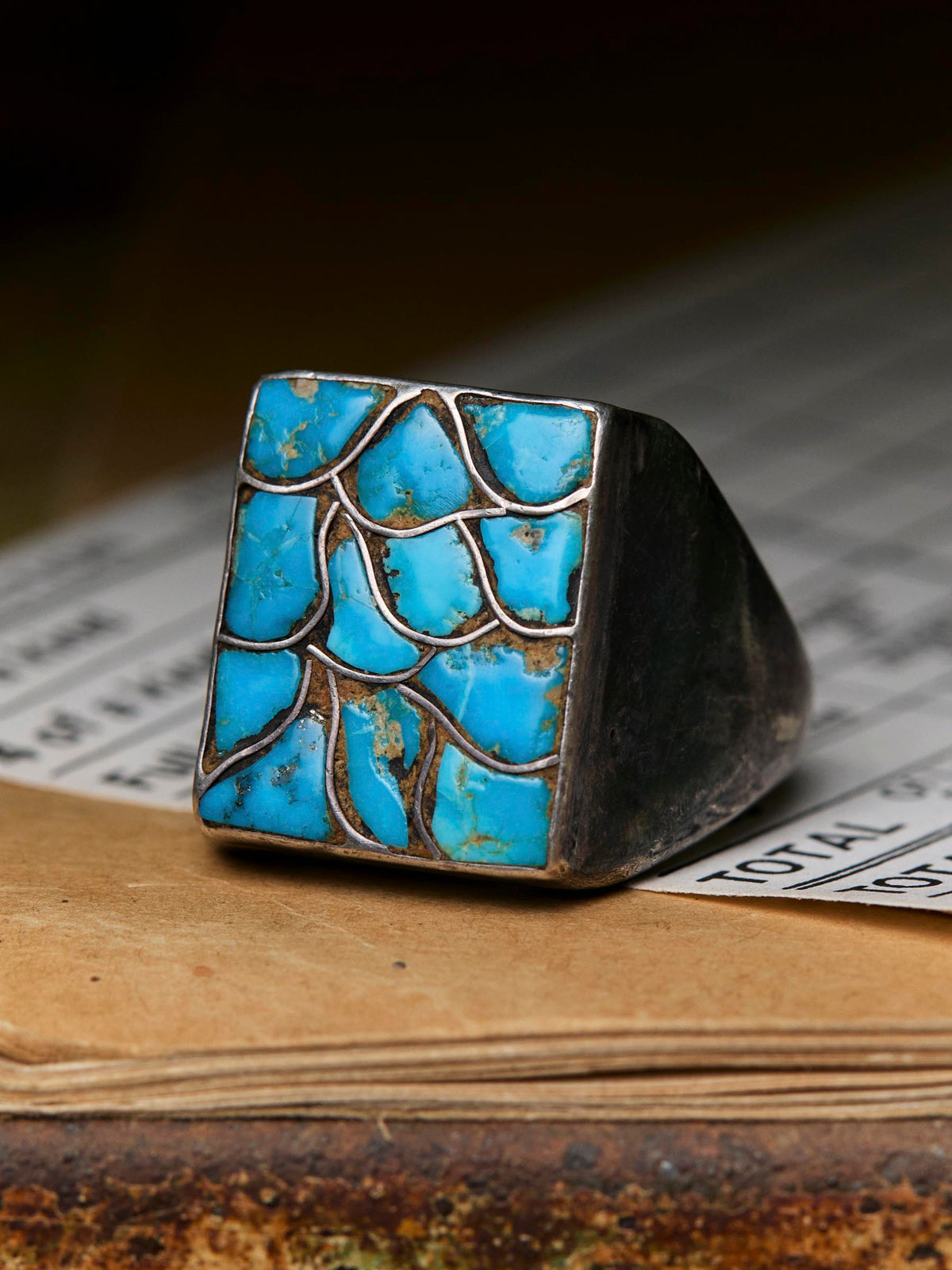 harvey-era fish scale turquoise ring