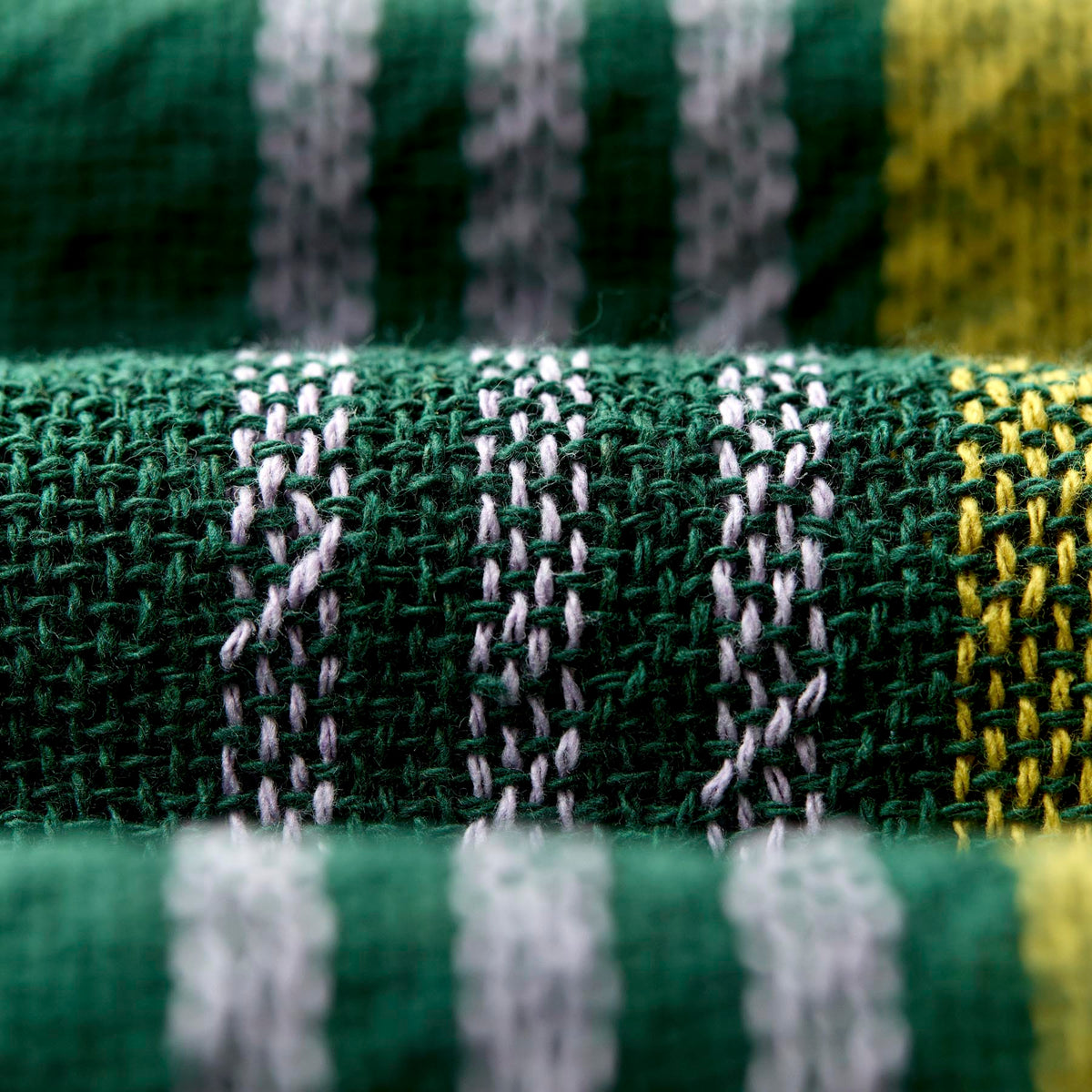 i+w x family heirloom weavers cotton throw in spruce stripe
