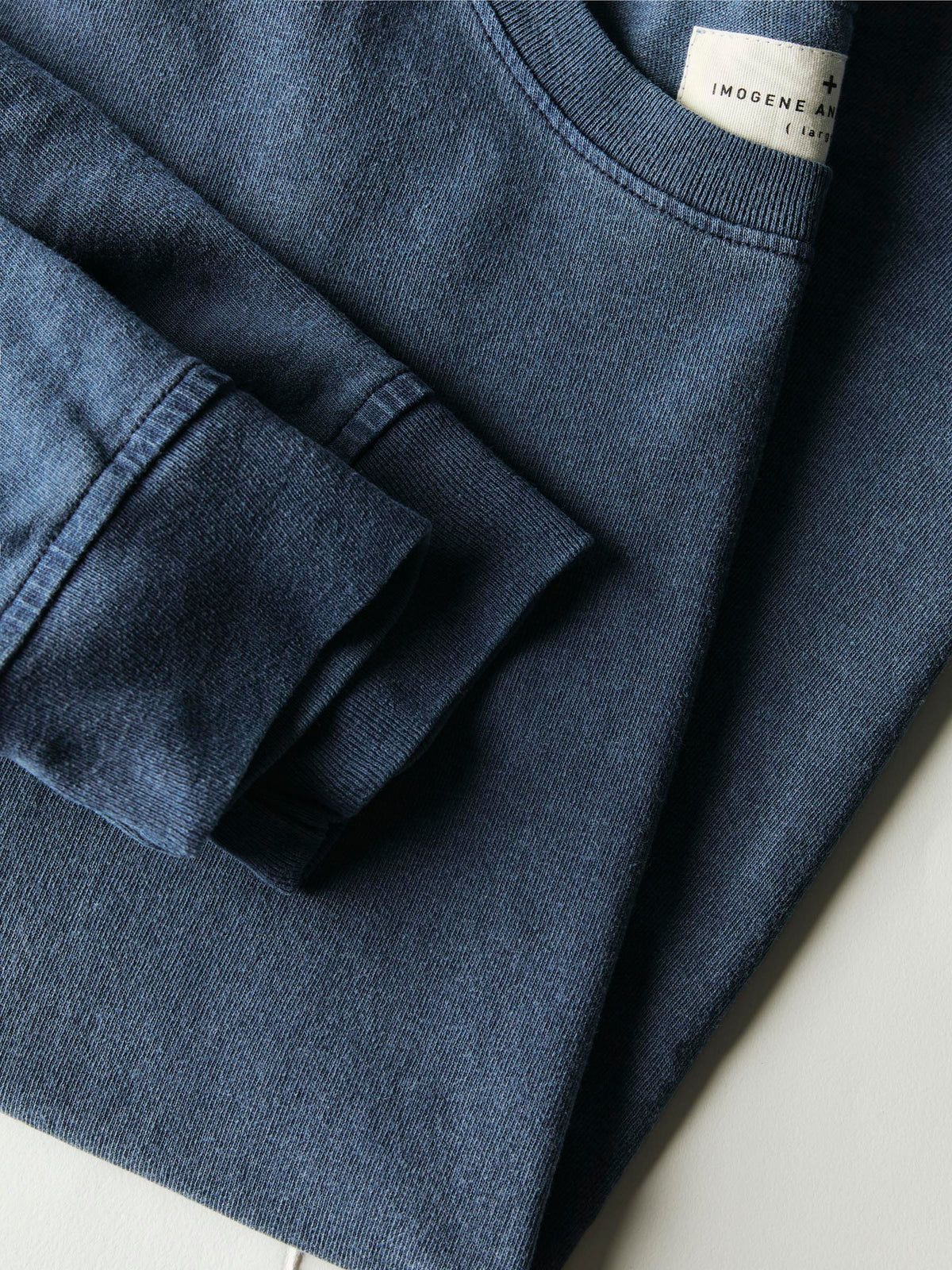 long sleeve pocket tee in faded navy