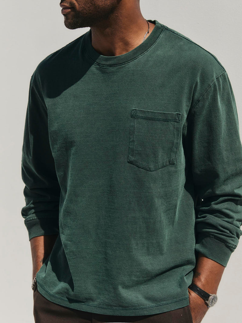long sleeve pocket tee in faded spruce