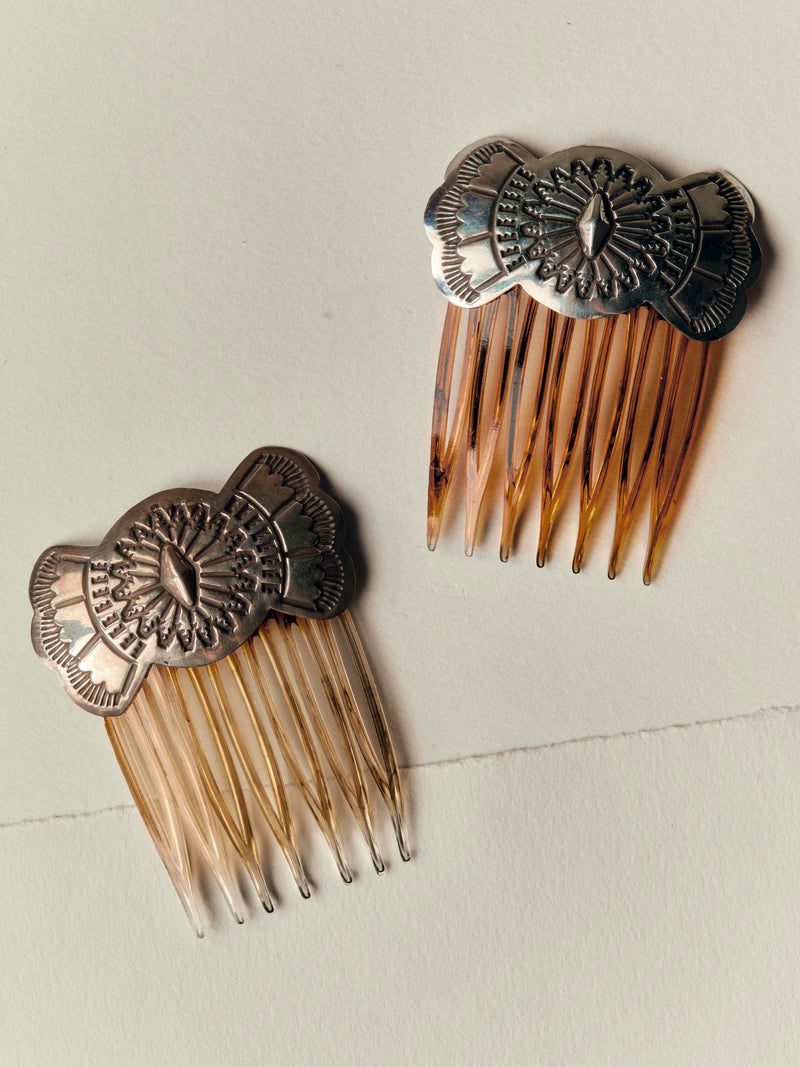 vintage navajo sterling hair combs