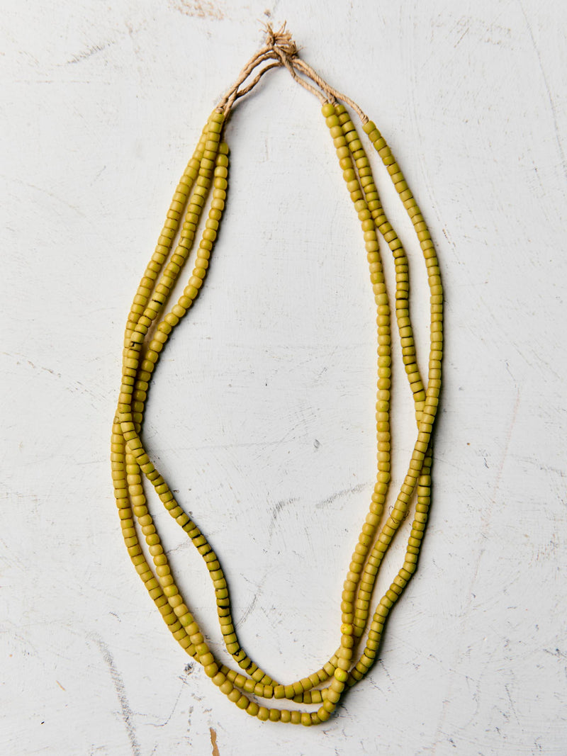 vintage yellow trade bead necklace