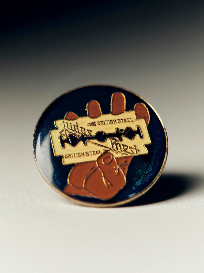 vintage judas priest "british steel" pin