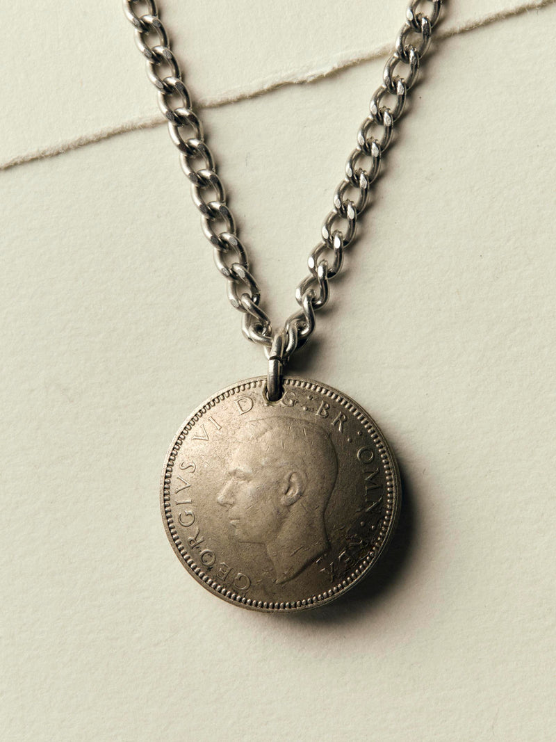 vintage trench art sixpence necklace