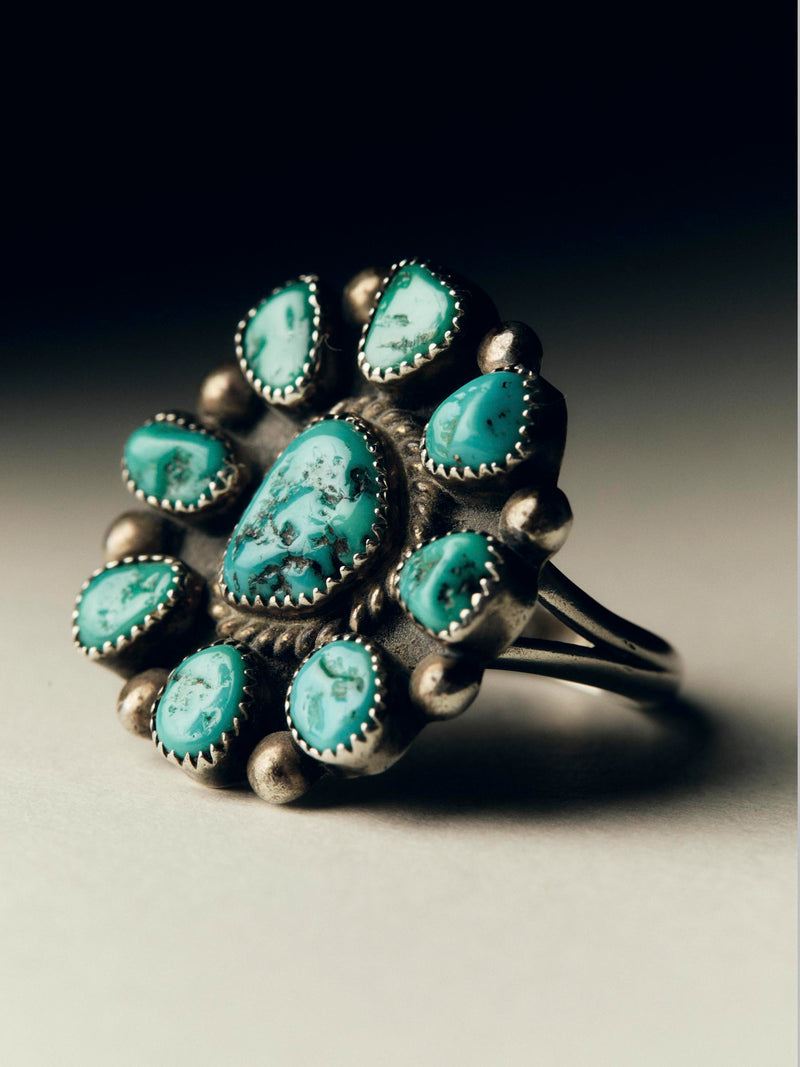vintage navajo turqoise cluster ring