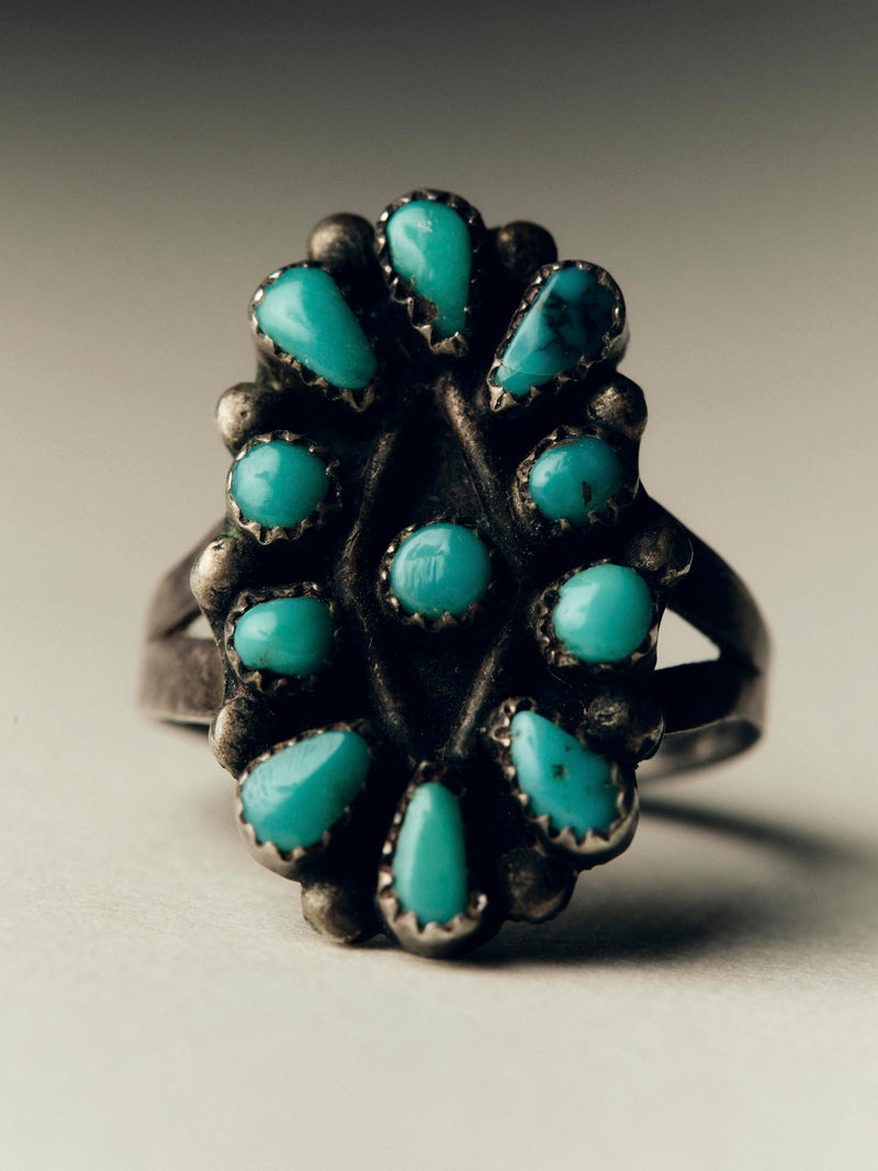 vintage zuni snake eye cluster ring