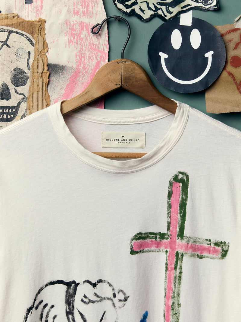 hand drawn "thank you" tee - Model