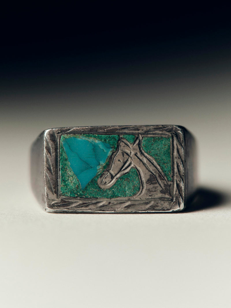 vintage mexican turquoise horse ring - Model