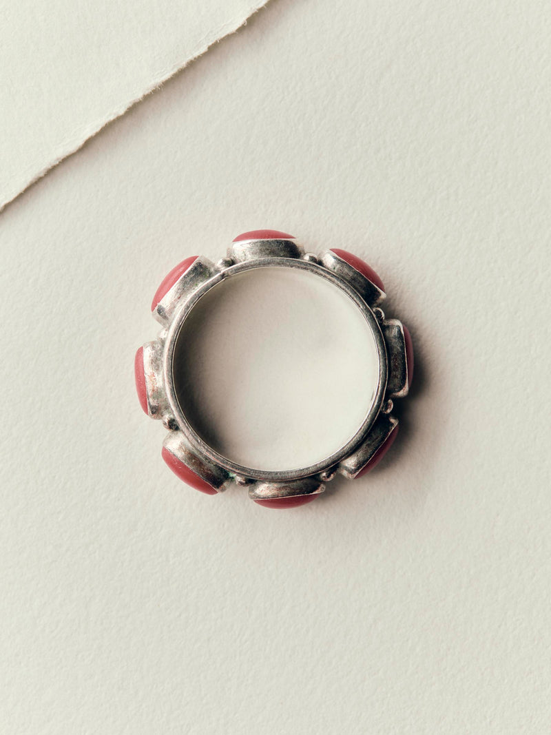 vintage navajo sterling coral band ring - Model