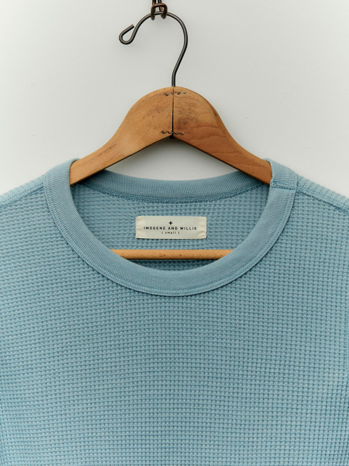 long sleeve waffle thermal in sky blue