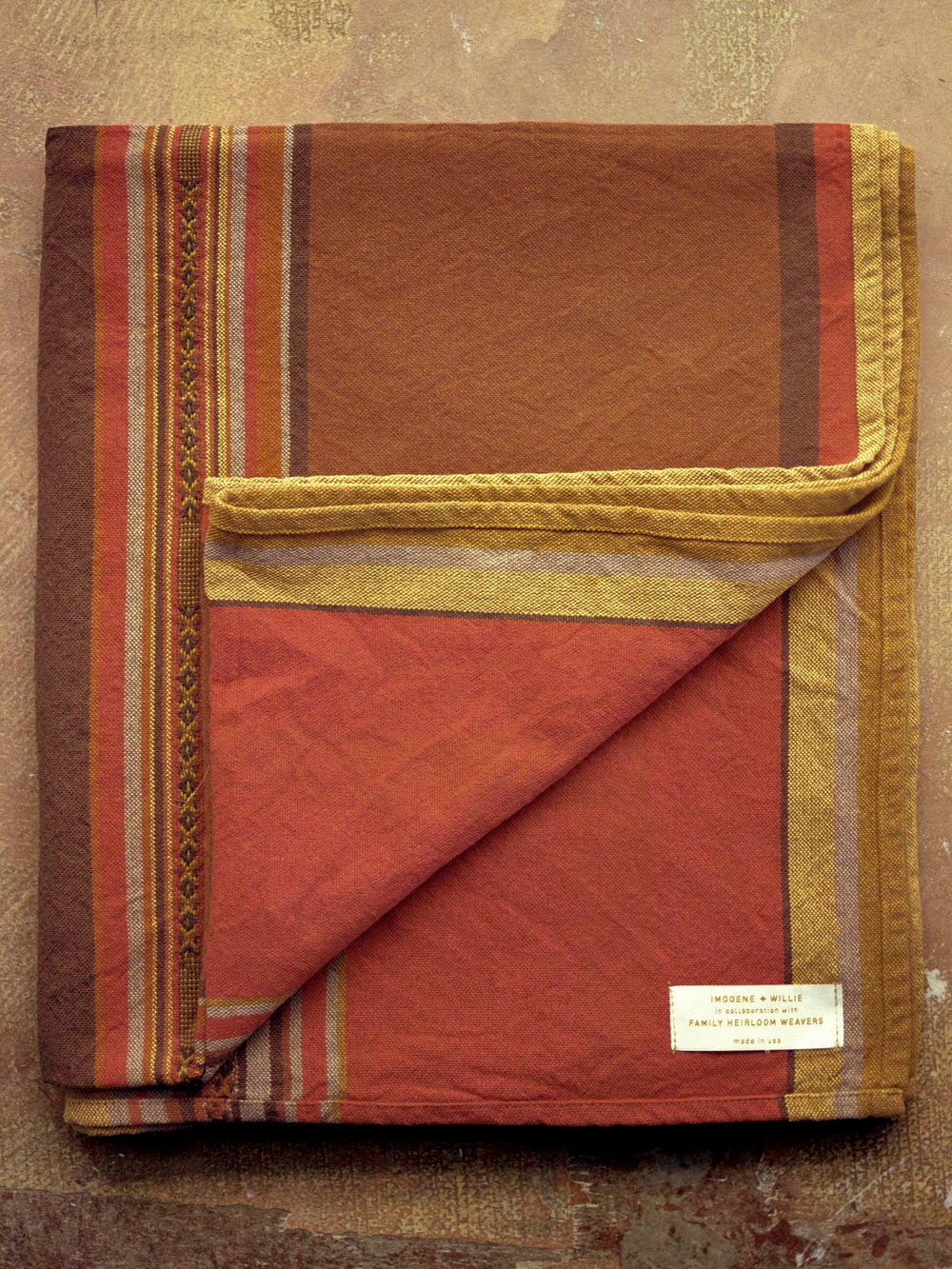 Saddle Brown i+w x family heirloom weavers beach blanket