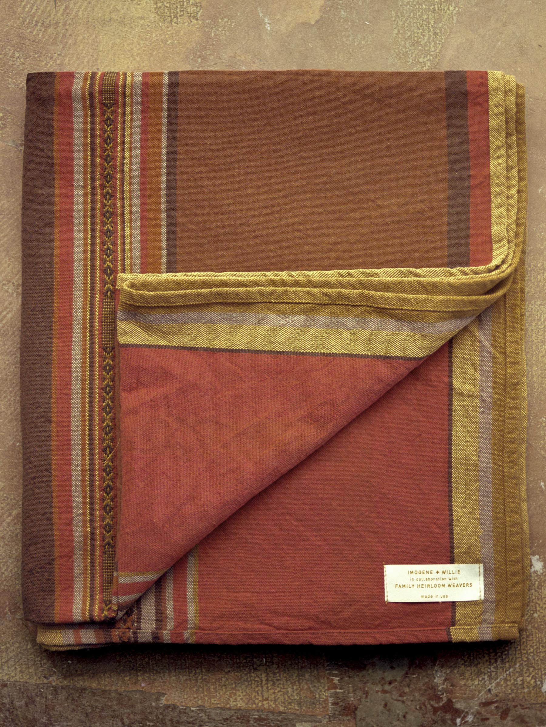 Saddle Brown i+w x family heirloom weavers beach blanket