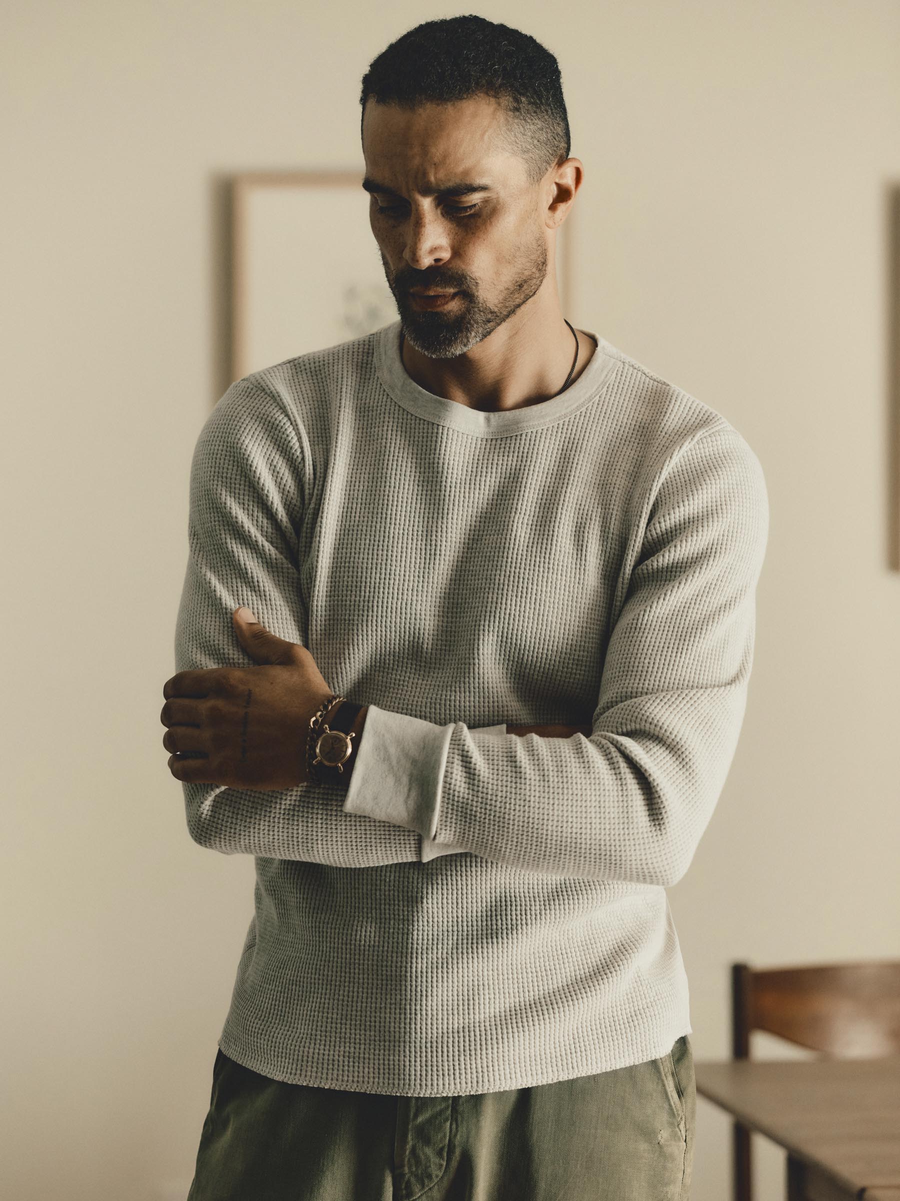 long sleeve thermal crew in ash – imogene + willie