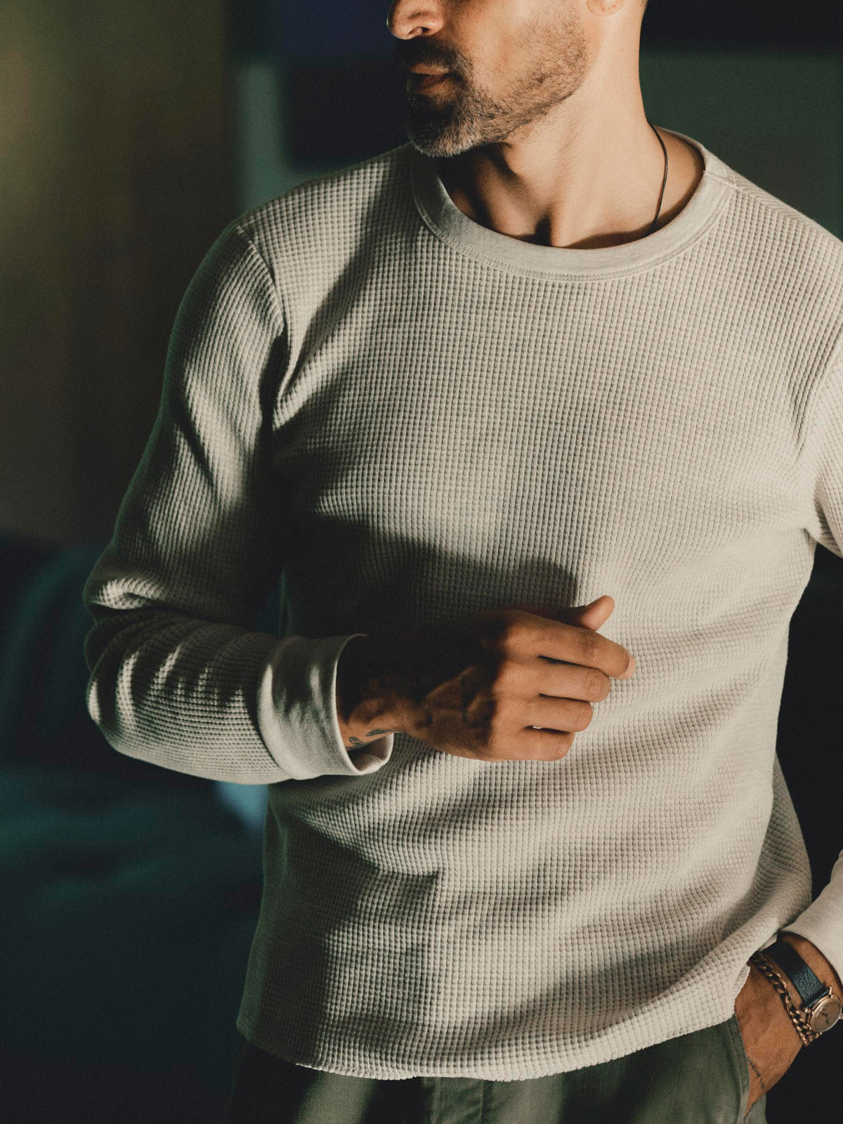 long sleeve thermal crew in ash