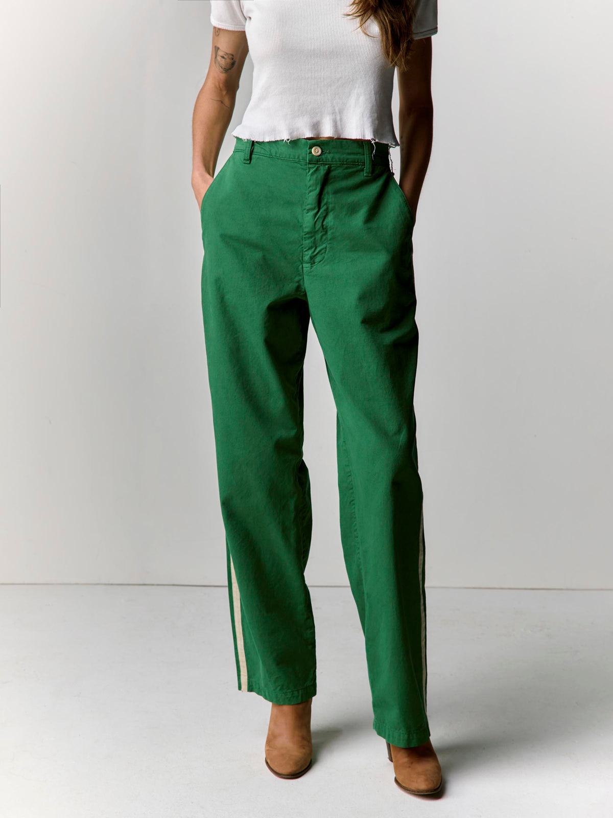 baker striped trouser in kelly green