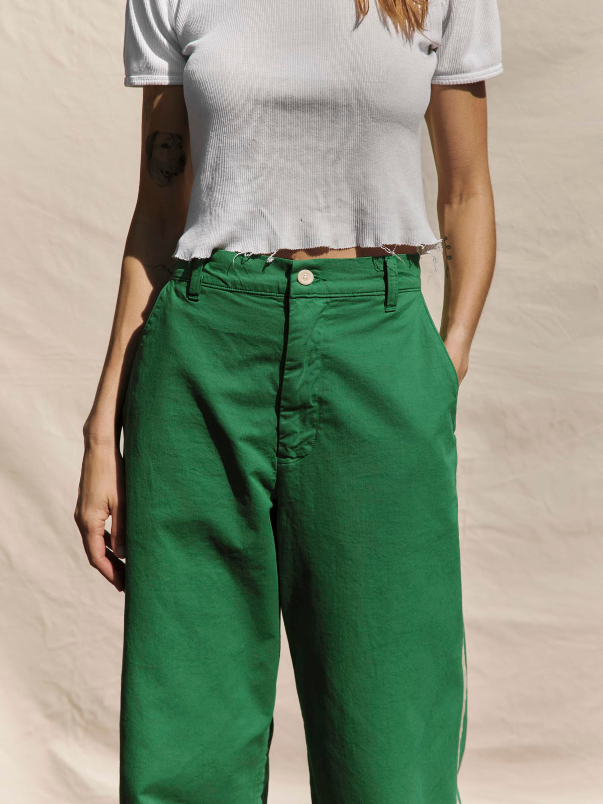 baker striped trouser in kelly green