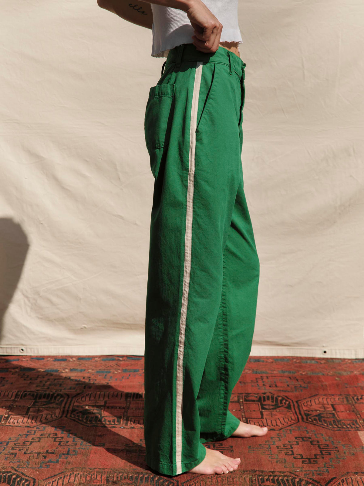 baker striped trouser in kelly green