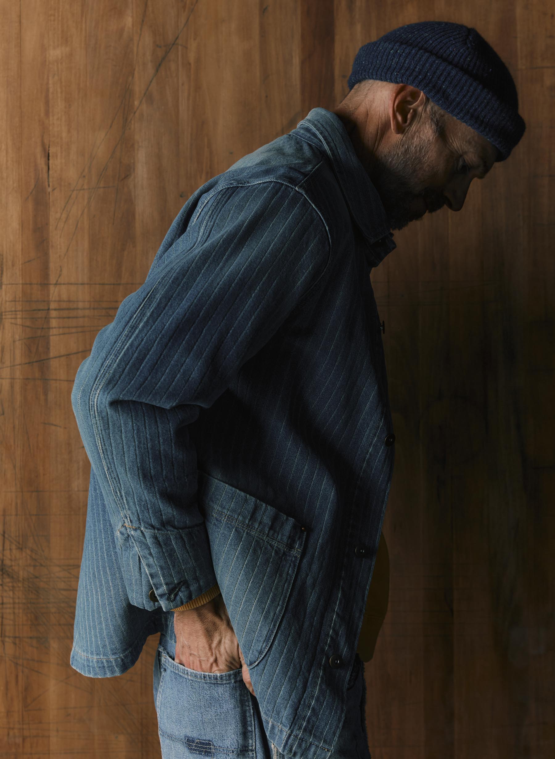 ranch jacket in washed indigo stripe – imogene + willie