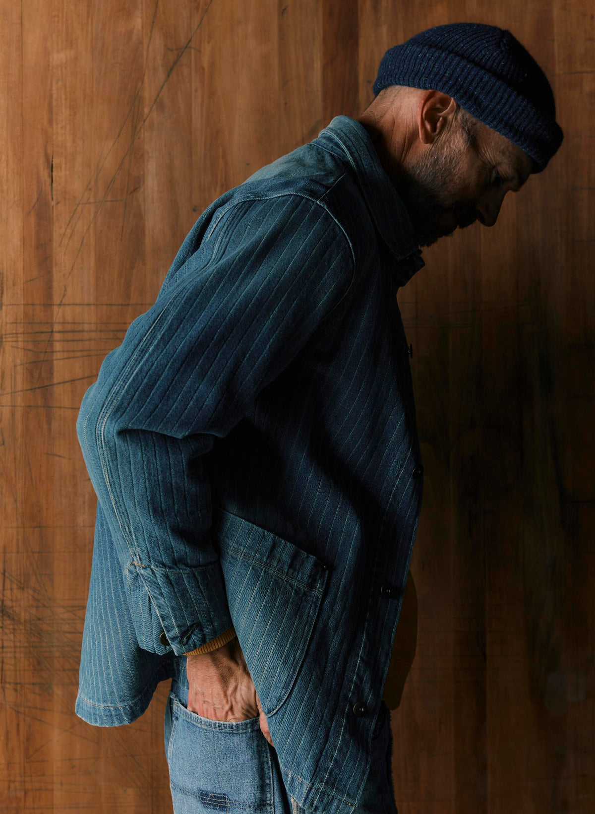 ranch jacket in washed indigo stripe