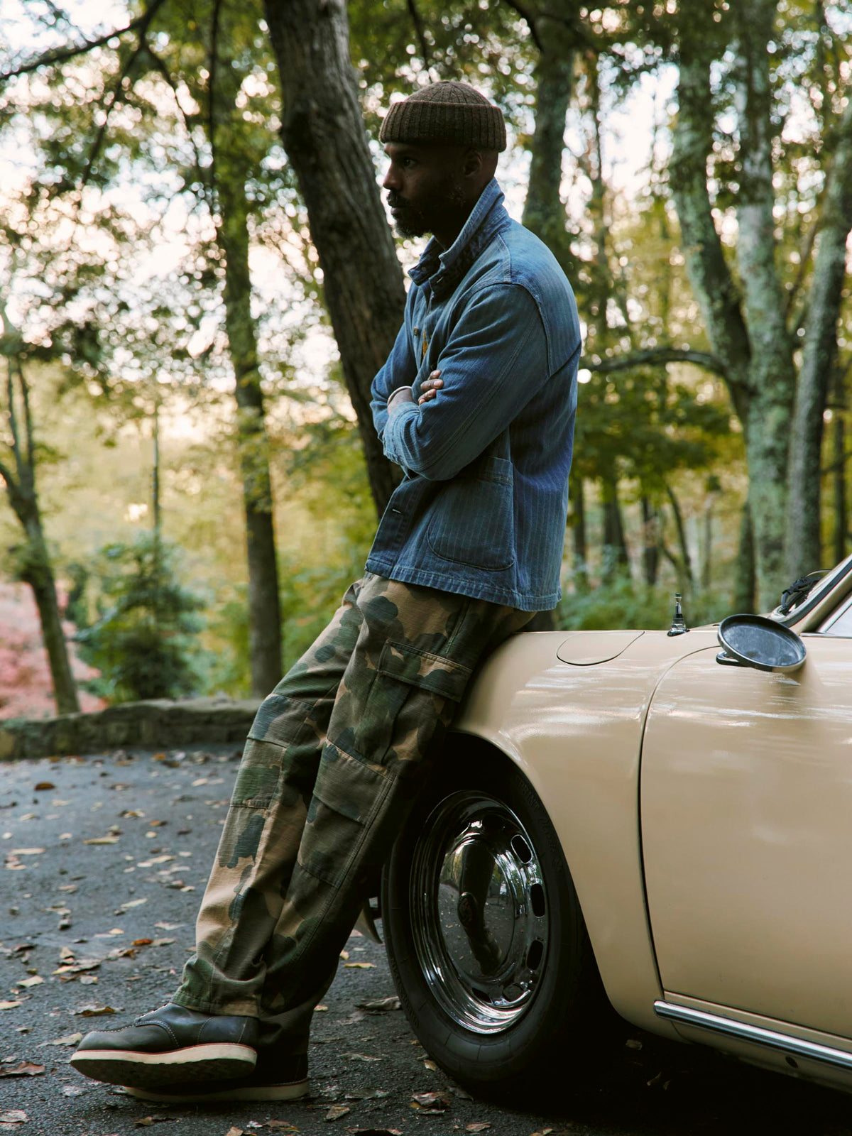 ranch jacket in washed indigo stripe