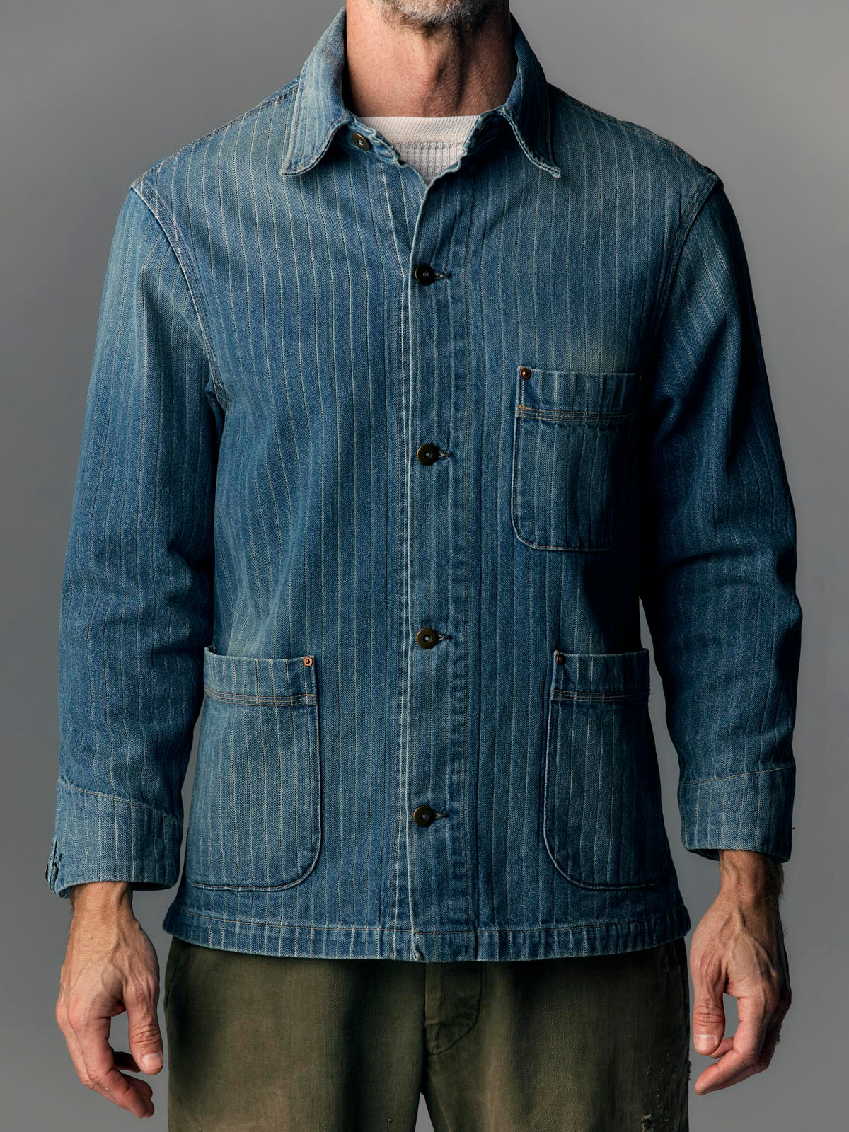 ranch jacket in washed indigo stripe
