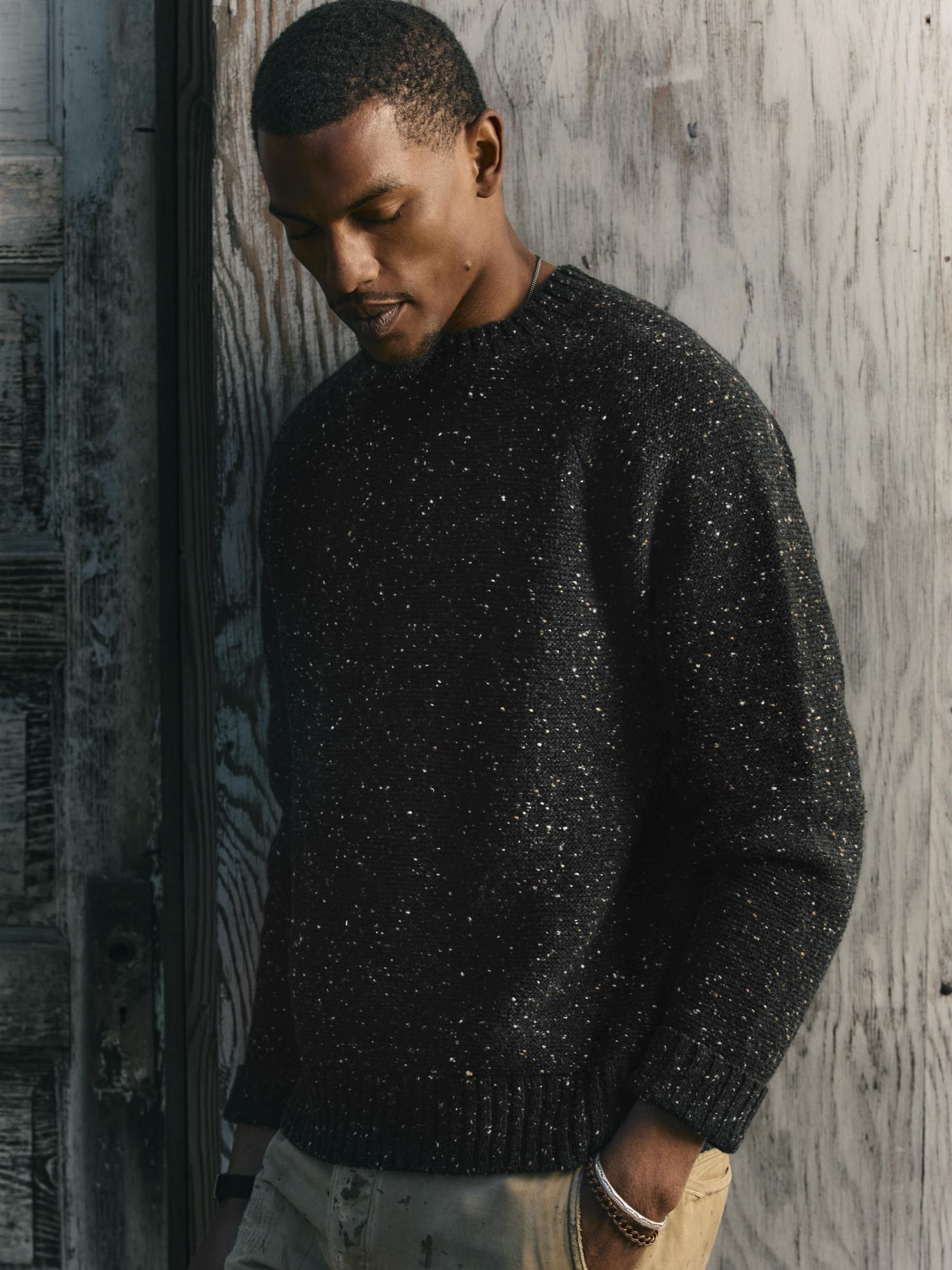 galway wool sweater in black nep – imogene + willie