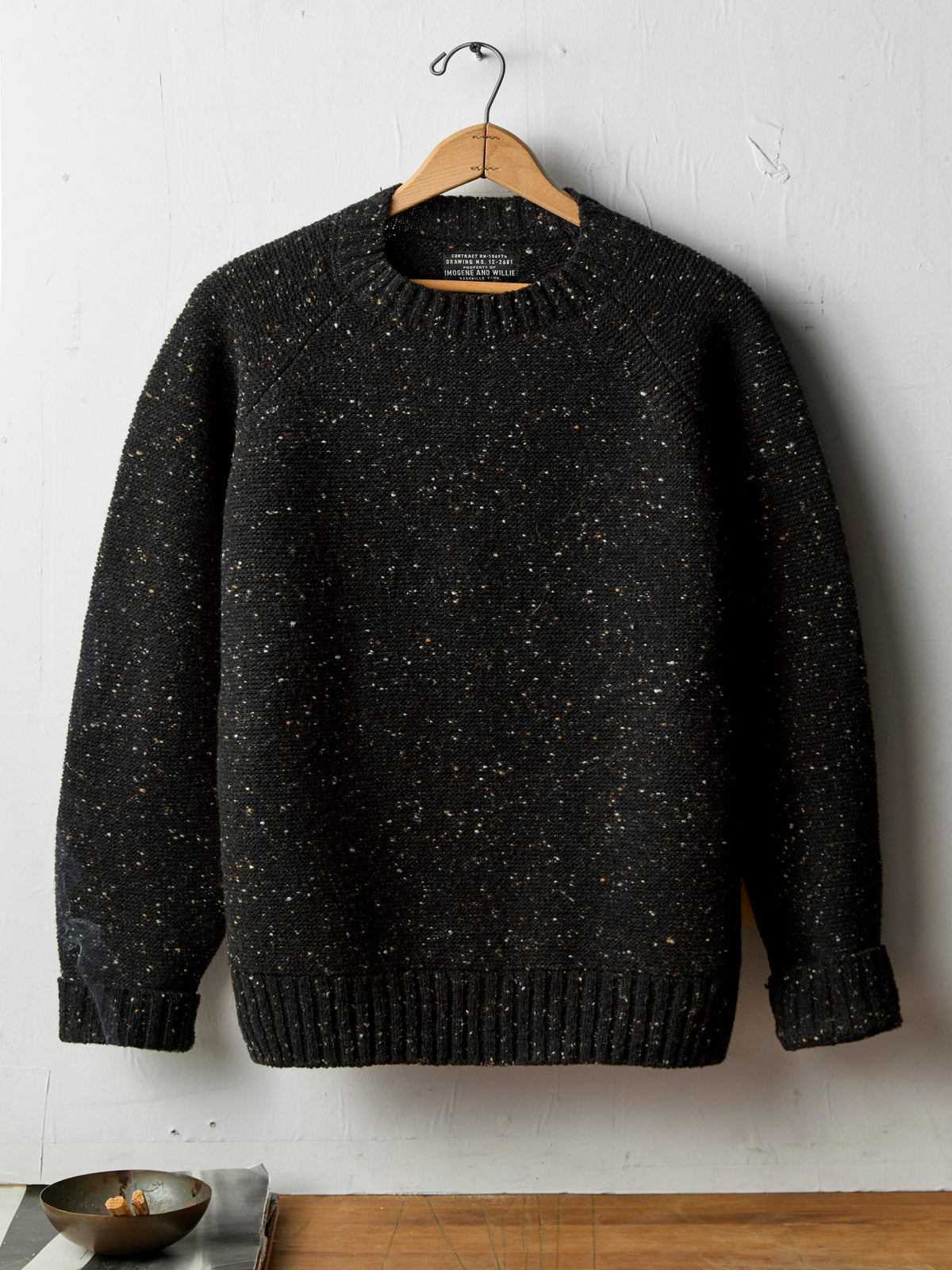 galway wool sweater in black nep