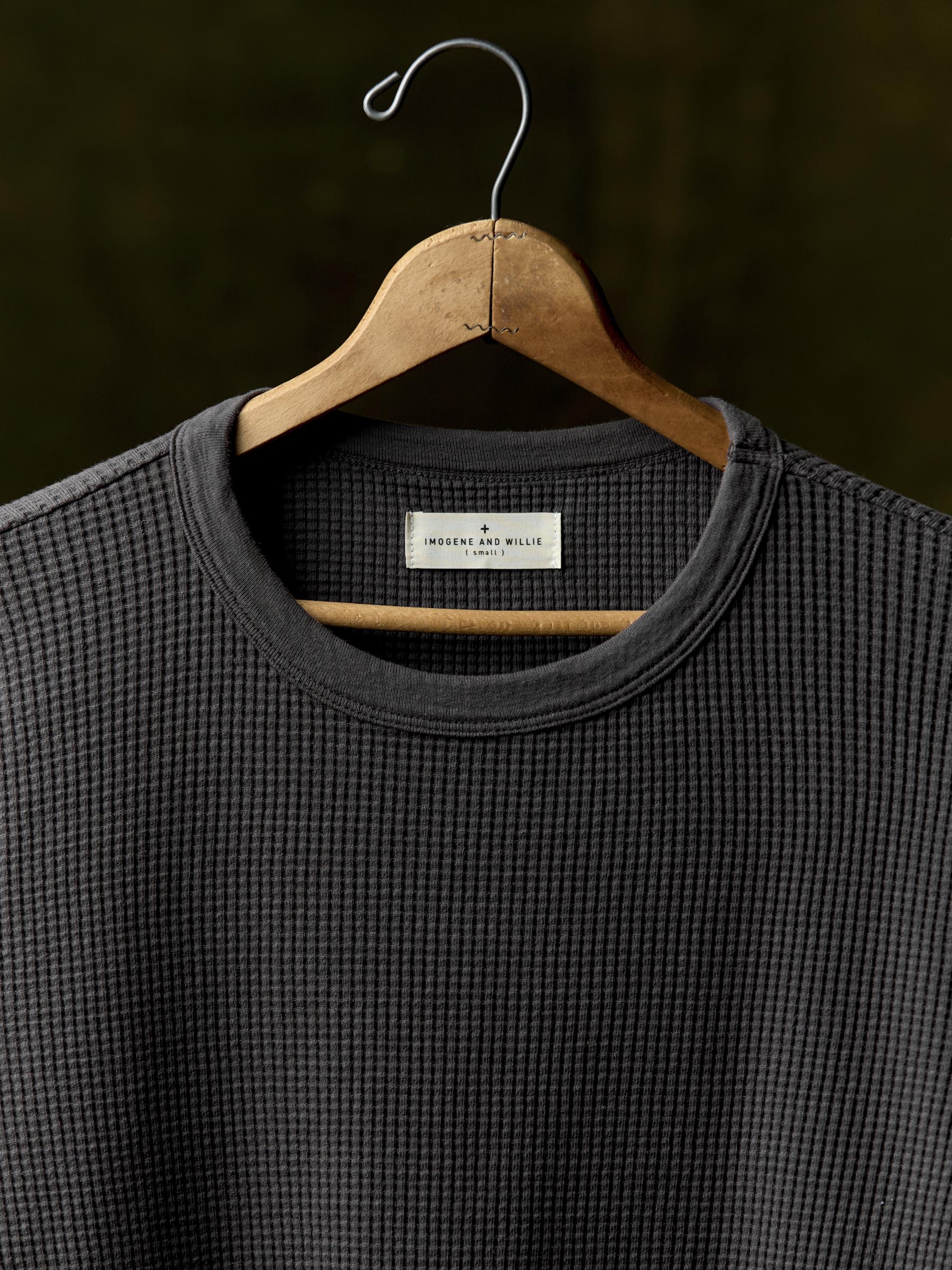 long sleeve thermal crew in faded black – imogene + willie