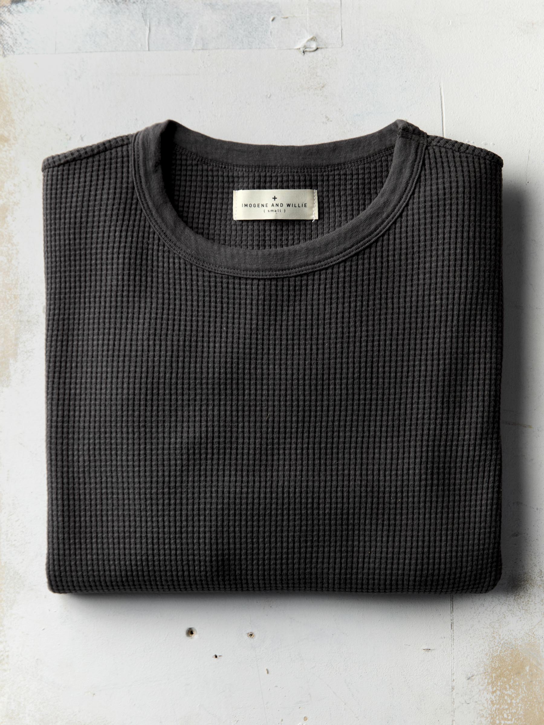 long sleeve thermal crew in faded black – imogene + willie