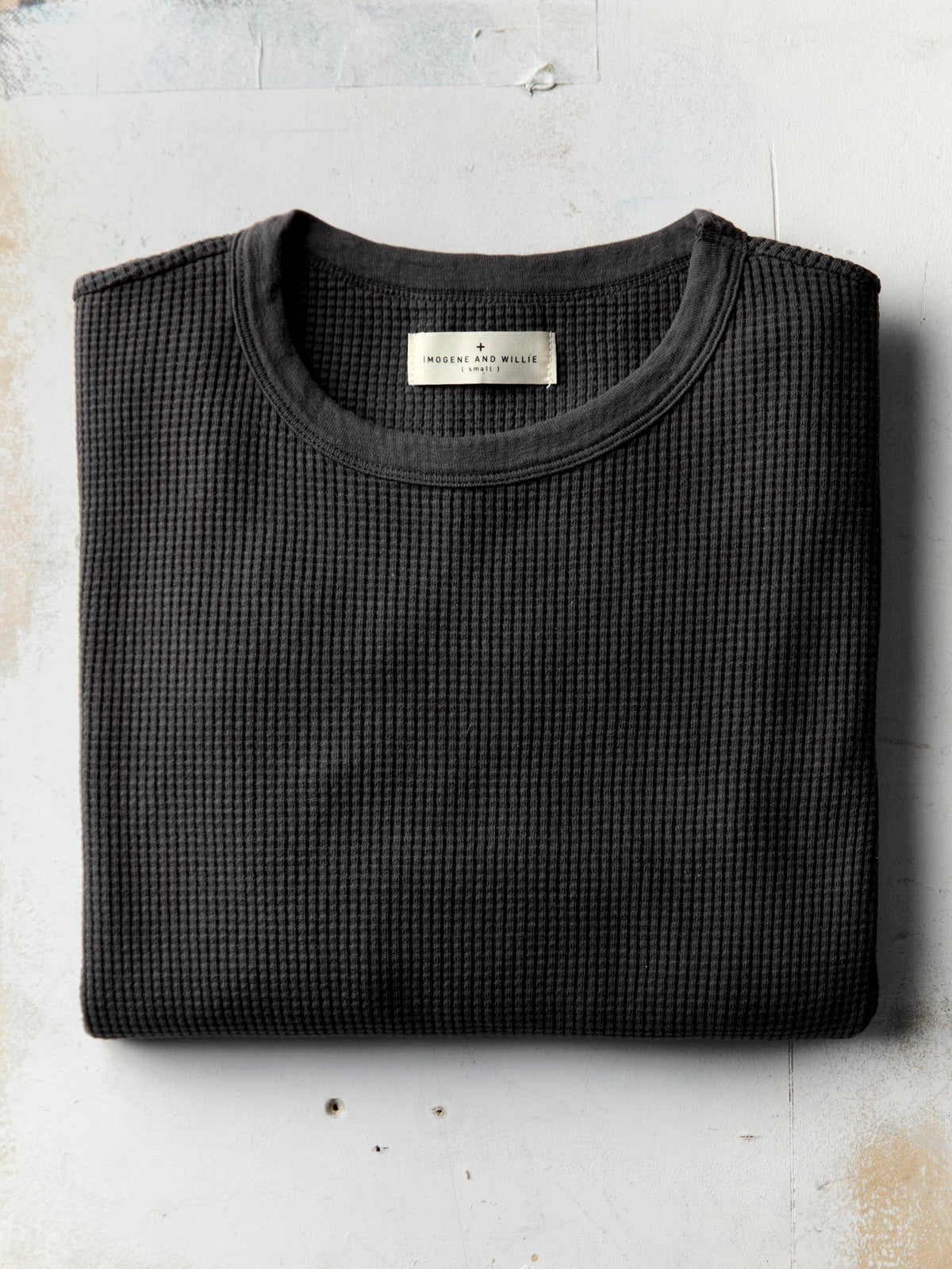 long sleeve thermal crew in faded black