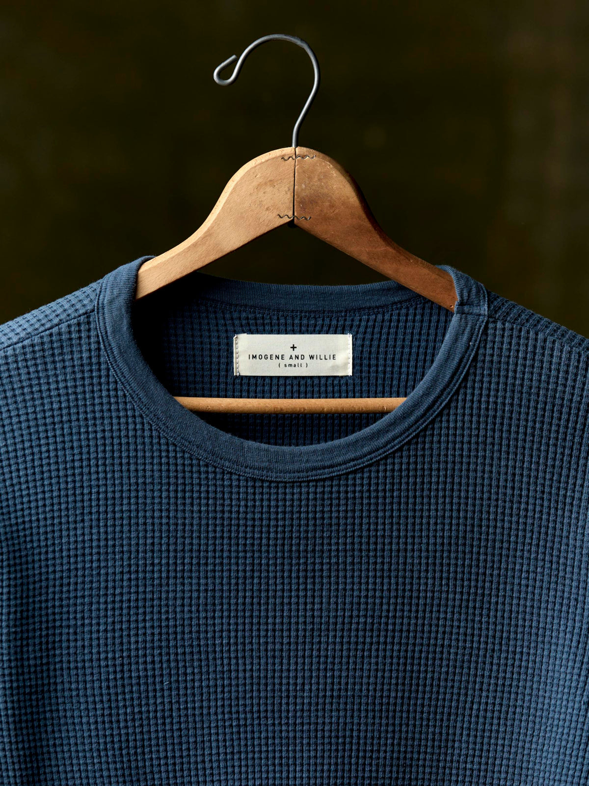 long sleeve thermal crew in steel blue