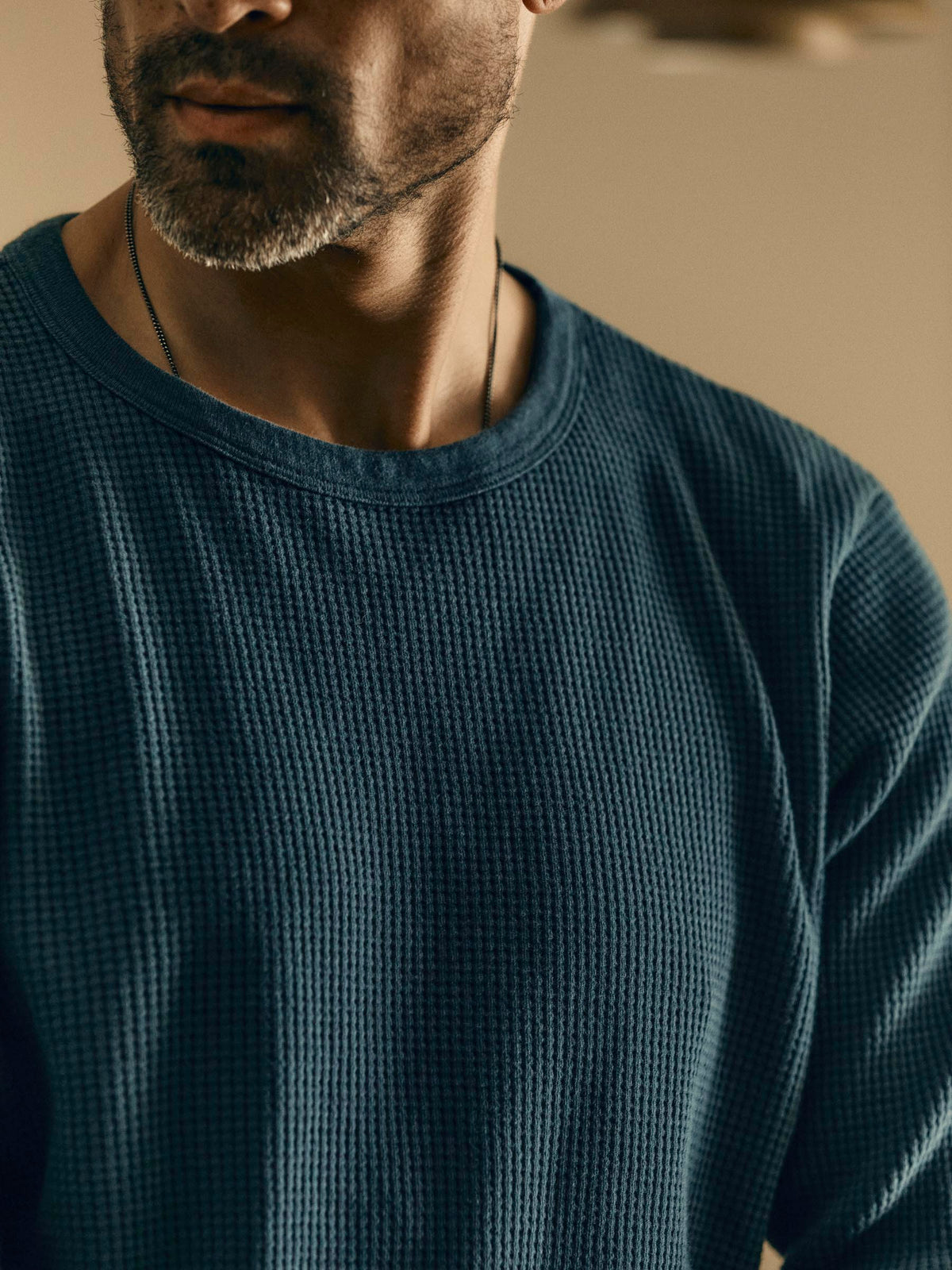 long sleeve thermal crew in steel blue