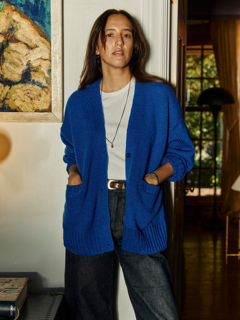 vintage cardigan in royal blue
