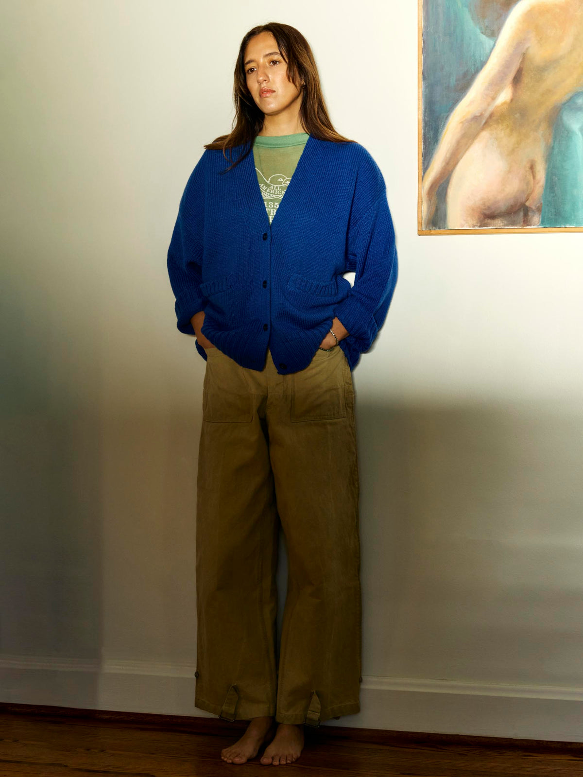 vintage cardigan in royal blue