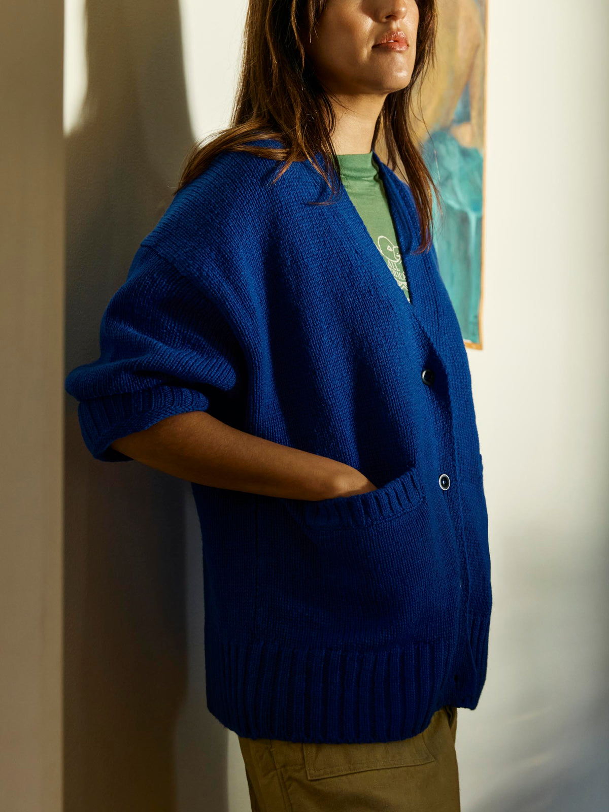 vintage cardigan in royal blue