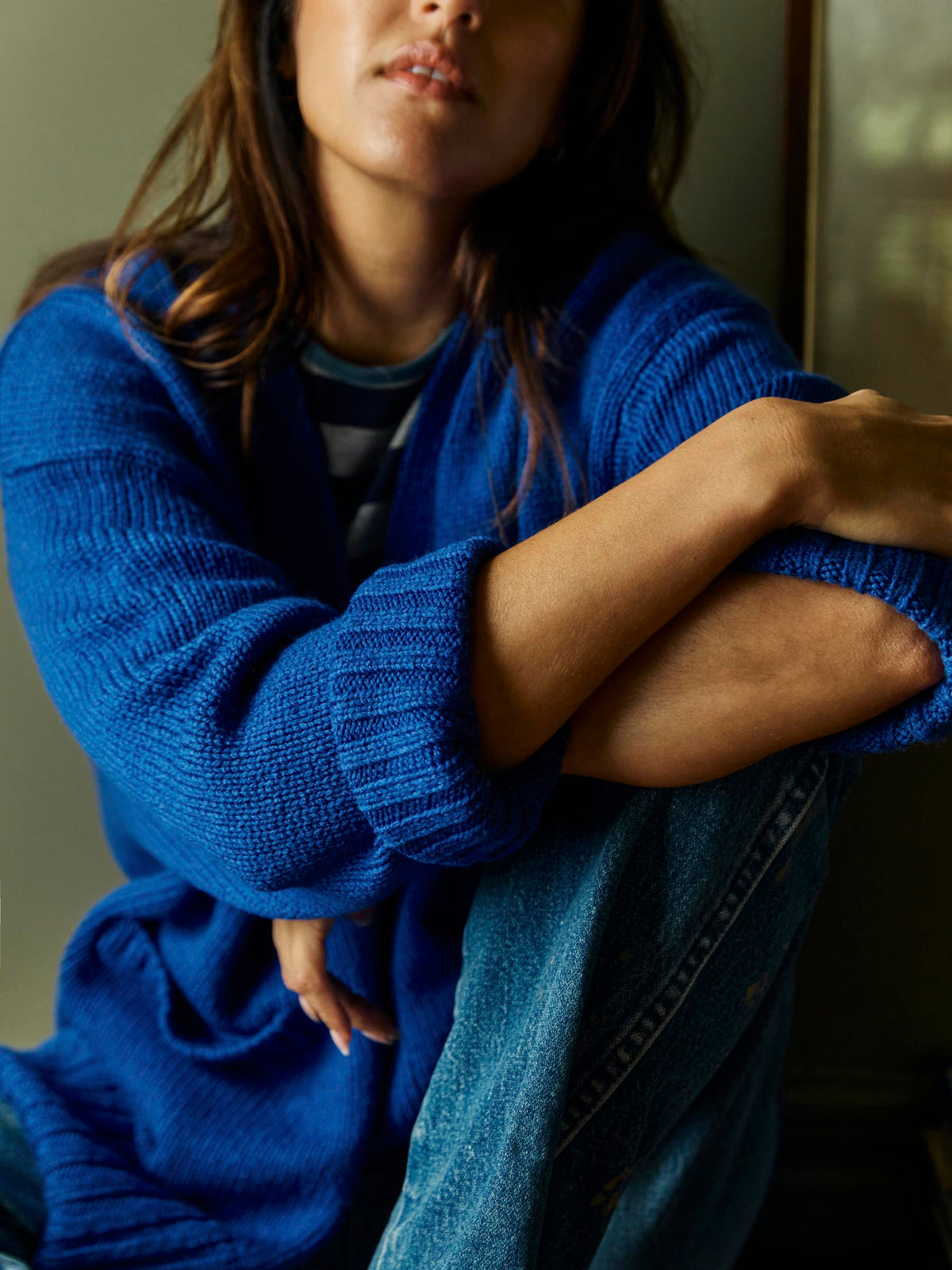 vintage cardigan in royal blue